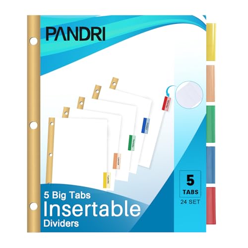 Binder Divider, PANDRI 120 Pack Binder Index White Dividers with 5 Tabs and Sticky Notes, Letter Size Paper Binder Divider for School Office Home Business