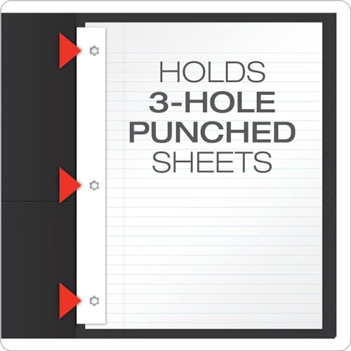 Oxford Two-Pocket Folders w/Fasteners, Black, Letter Size, 25 per Box (57706) - color: Black, size: 25 Count