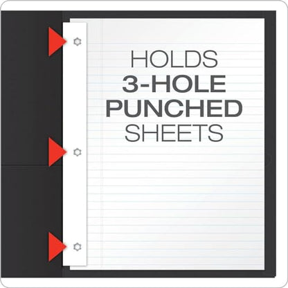 Oxford Two-Pocket Folders w/Fasteners, Black, Letter Size, 25 per Box (57706) - color: Black, size: 25 Count