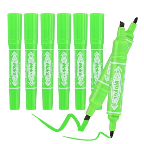PATIKIL Broad & Fine Tip Markers, 8Pcs Oil-Based Markers Dual Tip Brush Highlighter for Adult Artists Drawing Coloring Painting Sketching, Light Green (0.2" /0.07") - color: Light Green