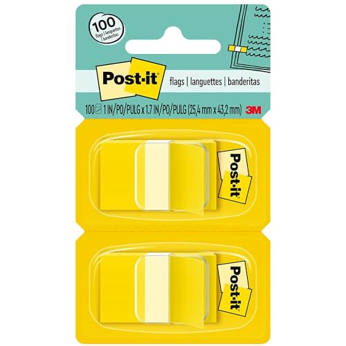 Post-it 680YW2 Standard Page Flags in Dispenser, Yellow, 100 Flags/Dispenser