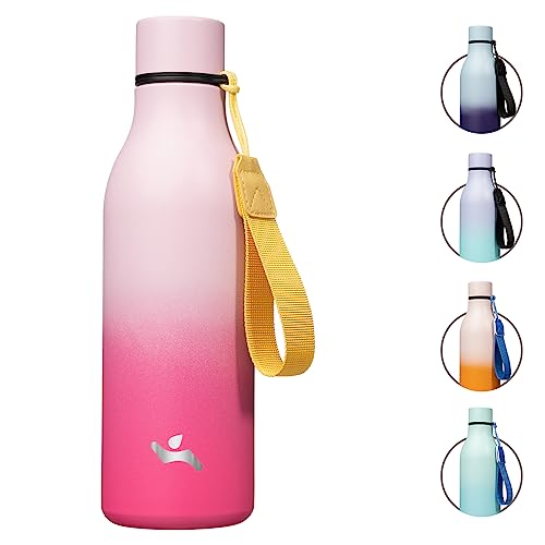 Konokyo 18 oz Insulated Stainless Steel Metal Water Bottle with Strap - color: Cherry, size: 18 Ounces