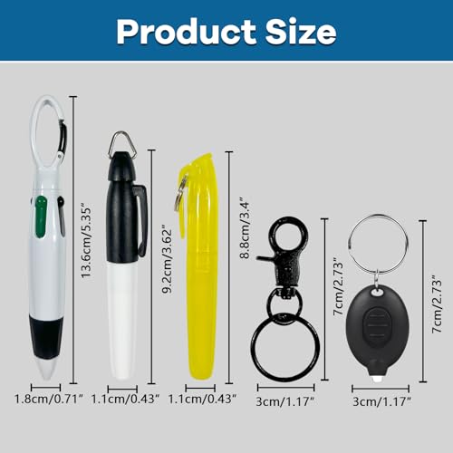 5 Pcs Nurse Accessories Pen Set, Nursing Essentials Include Badge Keychain Clip, Mini Highlighter, Permanent Marker, Ballpoint Pen and LED Keychain Flashlight, Black - color: Black