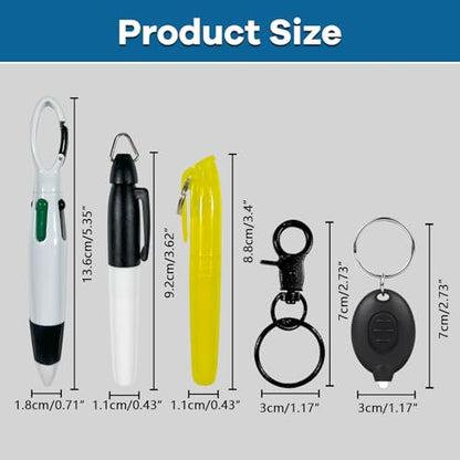5 Pcs Nurse Accessories Pen Set, Nursing Essentials Include Badge Keychain Clip, Mini Highlighter, Permanent Marker, Ballpoint Pen and LED Keychain Flashlight, Black - color: Black
