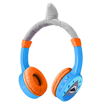 Kids Bluetooth Headphones Toddler Wireless/Wired Headphone with MIC Bluetooth 5.3 Stereo Sound Sharing Function Adjustable 85dB Safe Volume Limited SD Card Slot Kid Headset for Home School - style: Shark