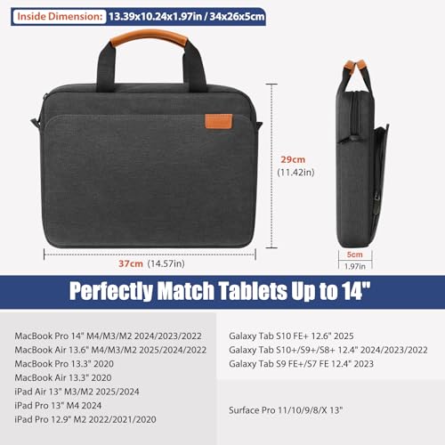 MoKo 13-14 Inch Laptop Sleeve Bag, Protective Handle Shoulder Bag Fits New 13-inch Mac Air M5/Mac Neo A18 Pro, 14-inch MacPro M5/M4/M3/M2/M1, 13-inch Mac Air M4/M3/M2/M1, Black & Gray - color: Black & Gray, size: 13-14 Inch
