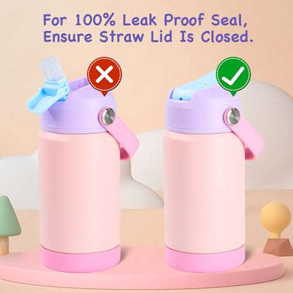 Kerilyn 12oz Kids Water Bottle 2 Pack, Stainless Steel Insulated Water Bottle Bulk, Toddler Cups with Straws Leak-Proof, Kids Water Bottles for School Boys Girls, BPA Free, 2 Piece Set Berry Couple - color: A. Berry Couple