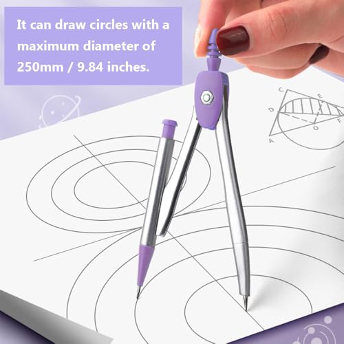 Math Geometry Tool Kit for Students – 8-Piece Compass Protractor Ruler Set with Metal Case, Anti-Myopia Office School Drawing Supplies (Yellow) - color: Yellow