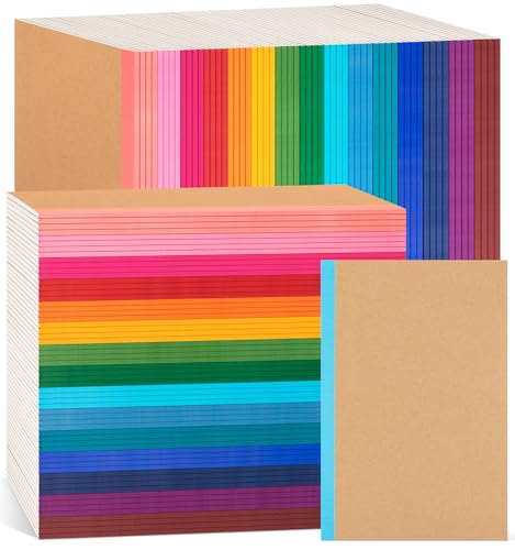 120 Pack Lined Notebook Journals Bulk, A5 College Ruled Composition Notebook, 8.3”x 5.5”, Kraft Cover with Rainbow Spines, 15 Colors 60 Pages for School Office Travel - color: Rainbow, style: Lined-120pack