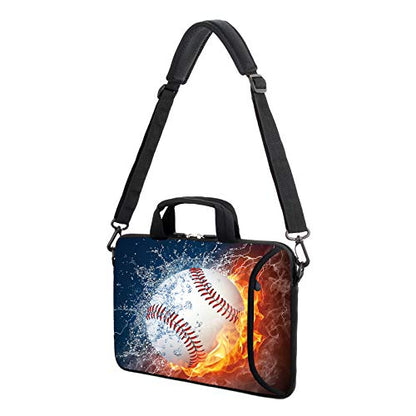 AMARY 13" 13.3" laptop sleeve chromebook case adjustable shoulder strap with handle accessory pocket (Baseball) - color: Baseball