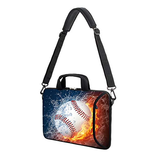 AMARY 13" 13.3" laptop sleeve chromebook case adjustable shoulder strap with handle accessory pocket (Baseball) - color: Baseball