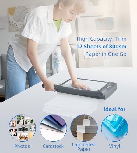 Firbon 12" Guillotine Paper Cutter, Heavy Duty 12-Sheet Capacity Trimmer for Cardstock, Photos, Scrapbooking, Office, Classroom, Studio (Gray) - color: Gray