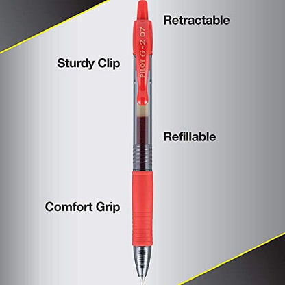 PILOT G2 Premium Gel Roller Pens,Fine Point 0.7 mm,Red Pens - Ideal for School,Journaling & Office Writing,(Pack of 8) - color: Red (Pack of 8)
