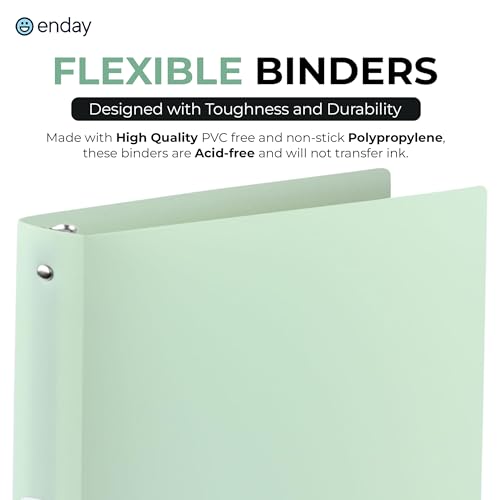 Enday 3 Ring Binder 1 inch (4 Pack) Pastel Flexible Binders Round Ring with Pocket, Holds 175 Sheets, for Home and School Supplies in Blue, Purple, Pink and Green – by Enday - size: 1-Inch