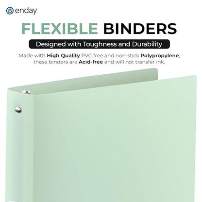 Enday 3 Ring Binder 1 inch (4 Pack) Pastel Flexible Binders Round Ring with Pocket, Holds 175 Sheets, for Home and School Supplies in Blue, Purple, Pink and Green – by Enday - size: 1-Inch
