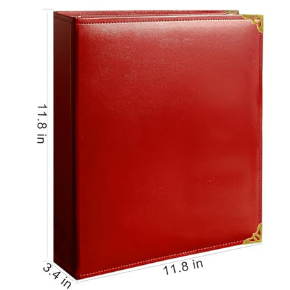 Large 2 Inch D-Ring 3 Ring Binder, Faux Leather, Red | Faux leather inside and out; large cover fits 8.5 x 11 paper, sheet protectors, dividers, certificates, and files. - color: Red, size: 2 Inch