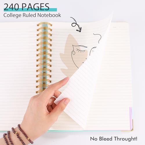 Huhuhero 5 Subject Notebook with Dividers, 240 Pages Pink Spiral Journal College Ruled, B5 Aesthetic Writing Journals for Women, Hardcover Notebooks for Work Note Taking, College Essentials - color: Pink