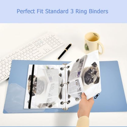 Studying 2 Pack Funny Pug Dog Reading Newspaper White 3 Ring Binder Pencil Pouch Bags,Clear Window Zipper Storage Case for Boys Girls School Office Supplies Cosmetics Organizers - color: Multi-french Bulldog
