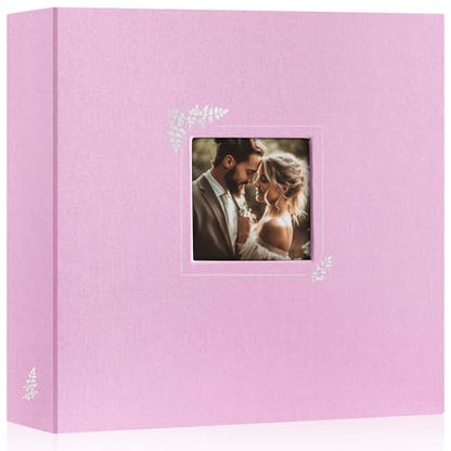Lanpn Scrapbook Photo Album 12x12, Linen Window Design Cover Top Load 3 Ring Folder Binder Photobook Photo Book 12 x 12 inch with 30 Plastic Sleeves 60 Pages Pink - color: Pink, size: 12x12"