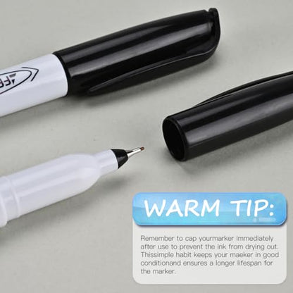 Permanent Markers, Ultra Fine Point, Black, 150 Count, 0.4mm, Fine tip permanent marker set, quick dry, waterproof, fading resists, durable, marks on paper, glass, ceramic, plastic, wood, rock, metal - size: 1 Count (Pack of 150)