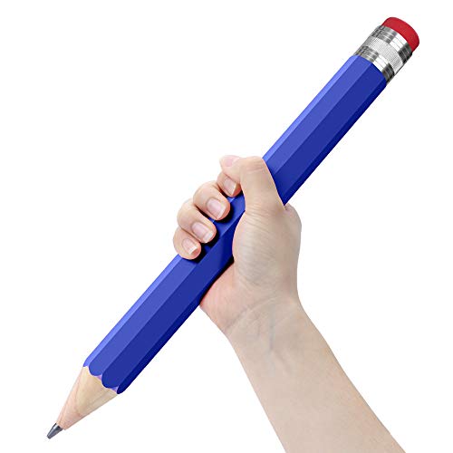Giant Pencils for Prop/Gifts/Decor - 14 Inch Jumbo Wooden Big Novelty Pencil with Cap for Schools and Homes (Blue) - color: Blue