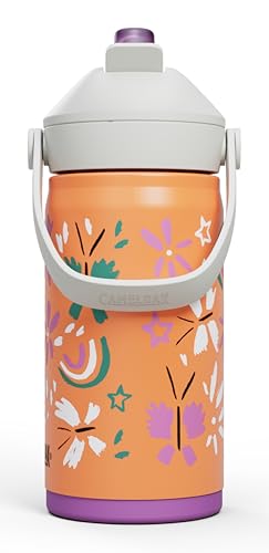 CamelBak Thrive Flip Straw Kids Bite Valve Stainless Steel Water Bottle Butterfly Rainbow, 12oz - color: Butterfly Rainbow