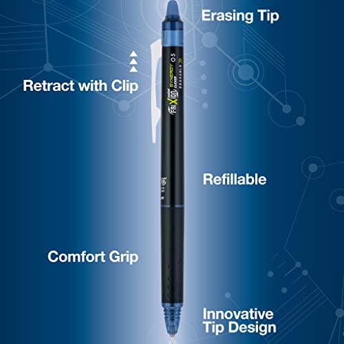 Pilot FriXion Synergy Clicker Erasable, Refillable, Retractable Gel Ink Pens, Extra Fine Point 0.5 mm, Pack of 14, Navy, FriXion Erasable Pens 0.5 - Ideal for School & Office Writing - color: Navy, size: 1 Count (Pack of 14)