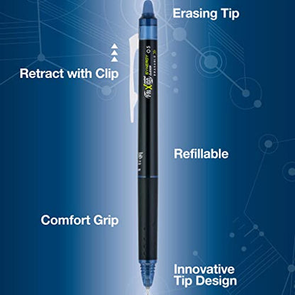 Pilot FriXion Synergy Clicker Erasable, Refillable, Retractable Gel Ink Pens, Extra Fine Point 0.5 mm, Pack of 14, Navy, FriXion Erasable Pens 0.5 - Ideal for School & Office Writing - color: Navy, size: 1 Count (Pack of 14)