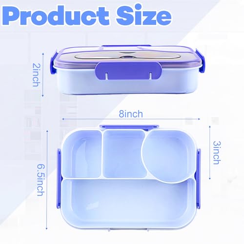 Bento Box for Adults,4 Compartments Lunch Box, Snack Containers Reusable Lunch Containers Drop-Proof, Dishwasher Safe & Made with BPA-Free Materials, Blue - color: Blue