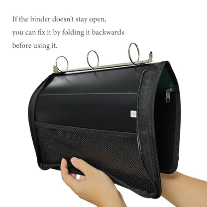 Zipper Binder 1.5 Inch Round 3-Ring Binder, Zippered Grip Pockets Storage Bag Business Office Supplies for Men Women (Grey) - color: Grey