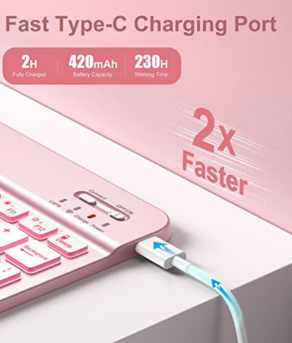 Hamile for iPad 11th 10th Generation Case with Keyboard - 7 Colors Backlit Wireless Detachable Folio Keyboard Cover with Pencil Holder for iPad 11-inch A16 2025 10th Gen 10.9 Inch 2022 (Light Pink) - color: Light Pink