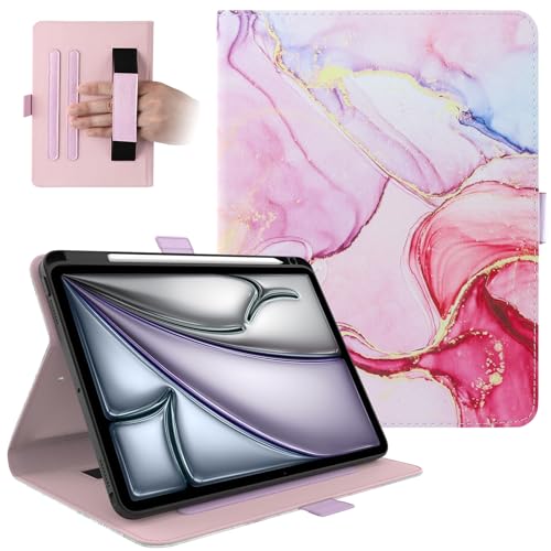 Dteck for iPad Air 13-inch Case 2024,iPad Case 12.9" Pro 6th/5th/4th/3rd Gen 2022/2021/2020/2018,Premium PU Leather Folio Stand Cover with Pencil Holder Auto Wake/Sleep Protective Cases,Purple Marble - color: 01 Purple Marble