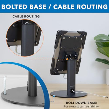 Mount-It! Universal Tablet Stand with Tilt, Anti-Theft Retail iPad POS Kiosk Stand, Fits 9.7"–13.1" Tablets, 90° Rotation & 180° Tilt, 20 lb Capacity, Steel Countertop Mount, Black - color: Black