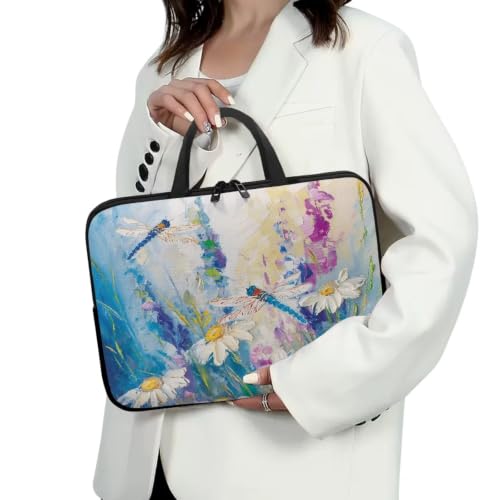 Computer Shoulder Bags for Laptops Laptop Briefcases Casual Business Briefcase - color: Daisy Dragonfly, size: 15inch