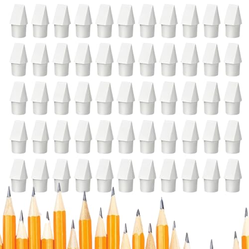 40 Pack Pencil Eraser Caps, White Pencil Top Erasers, Pencil Eraser Toppers for Writing, Drawing, Office, Home, Bulk Pencil Cap Erasers for Pencil Correction, Stationery Supplies