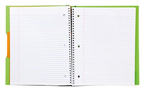 Mintra Office Durable PREMIUM Spiral Notebook, ((Green, 1 Subject, 8.5in x 11in)), Fabric Covered Coils, No Snags, Removable Adjustable Pocket Dividers, Ruler, Organization, Customizable - color: Green, size: 1 Subject (8.5in x 11in)