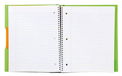 Mintra Office Durable PREMIUM Spiral Notebook, ((Green, 1 Subject, 8.5in x 11in)), Fabric Covered Coils, No Snags, Removable Adjustable Pocket Dividers, Ruler, Organization, Customizable - color: Green, size: 1 Subject (8.5in x 11in)