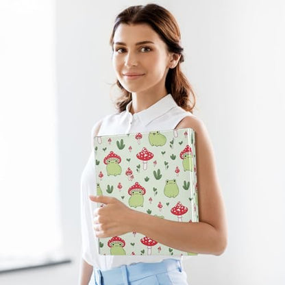 Cute Mushroom Frog Kawaii Frog Binder 1.5 Inch Binder with Clipboard&Pockets, Hardcover Binders 3 Ring, Heavy Duty Large File Folder for Office School Supplies - Holds 200 Sheets - color: Kawaii Mushroom Frog, size: 1 Pack-12.4x10.63in