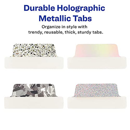Avery Ultra Tabs Luxe Collection, 2.5" x 1" Margin Tabs, Holographic Iridescent Designs, Repositionable, 16 Total (74179)