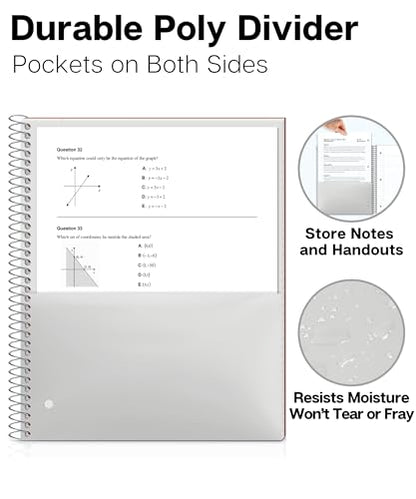 Dunwell 1 Subject Notebook College Ruled (Red), Spiral Notebook 8.5x11 for School, 100 Sheets (200 Pages), Protective Plastic Cover, 2-Pocket Divider, One Subject Note Book 8 1/2 x 11 - color: Red, style: 1 Subject