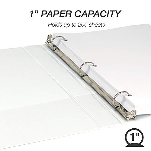 Samsill 8 Pack Durable 1 Inch 3 Ring Binders, Round Ring, Clear View Cover for Presentations, White - color: White, size: 1-Inch