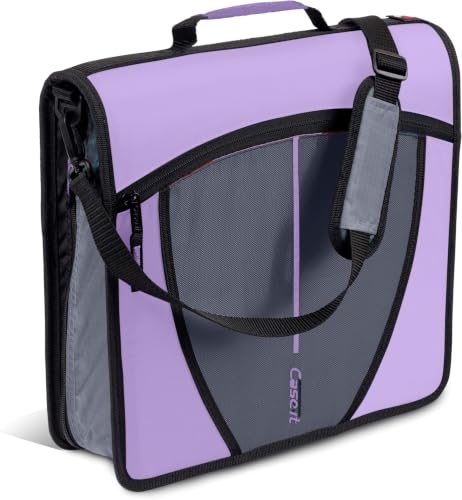 Case-it Mighty Zip Tab School Zipper Binder | 3-Inch O-Rings, 600-Sheet Capacity, 5-Subject Expanding File Folder, Multiple Pockets & Storage Organizer, Shoulder Strap | D-146 Lavender (Pack of 6) - color: K Purple Lavender, size: 6 Pack