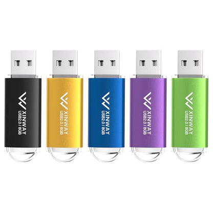 8GB USB 2.0 Flash Drive Thumb Drives Memory Stick Jump Drive Zip Drive, 5 Pack Mixed Colors: Black Blue Green Gold Purple - color: 8GB - Black Blue Green Gold Purple