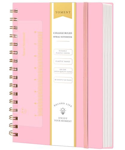 Yoment Lined Spiral Notebook Journal for Women Men A5 Small Spiral Notebooks 5x7 160 Pages Pink Notebook College Ruled Spiral Bound Journal for Work Note Taking School, Pink - color: Pink, style: C - Line - A5