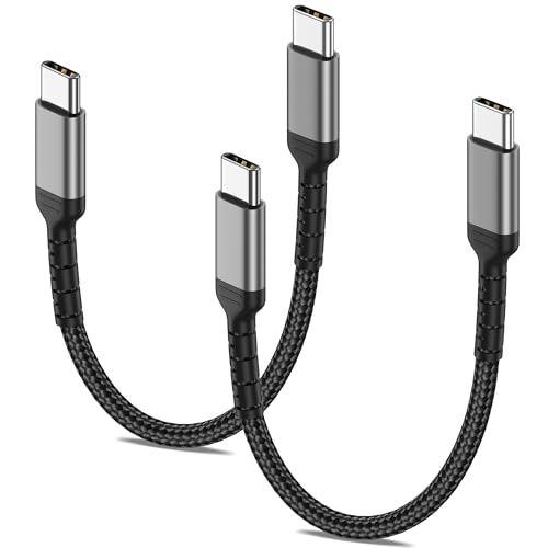 6 Inch USB C Charger Cord, 2 Pack Short USB C to C Cable Braided Fast Charging USBC Cable Compatible with iPhone 15 Samsung Galaxy S23 Ultra Google Pixel - color: Black, size: 0.5 Feet
