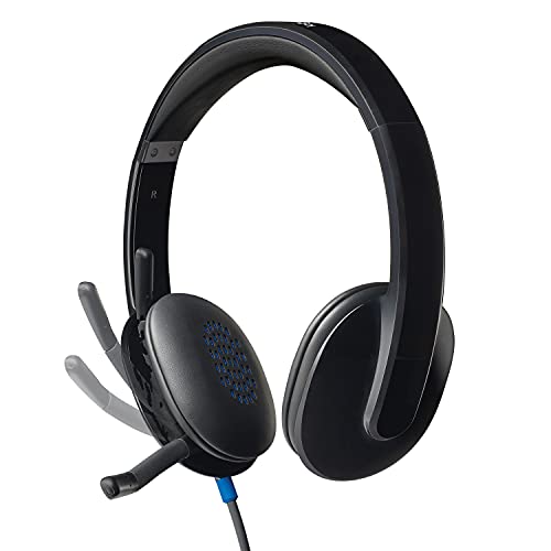 Logitech High-Performance USB Headset H540 for Windows and Mac, Skype Certified,Color-Black. | USB-a Plug-and-Play, Noise-Canceling Mic, On-Ear Volume and Mute Controls with Mute Light, Padded Leatherette Comfort