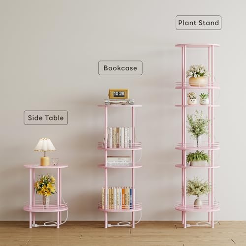 DGSANDGO Pink Side Table with Charging Station,Side Tables Living Room,Nightstand with USB Ports and Outlets,Samll End Table for Small Space,Living Room,Bedroom, Nursery,(1PC,Pink) - color: Pink Power Outlets
