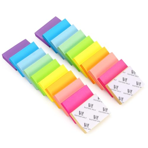 Eastern Wolf Sticky Notes 1.5x2 Self-Stick Notes 10 Bright Multi Colors Sticky Notes 20 Pads 100 Sheet/Pad - color: 20 Pads