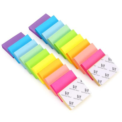 Eastern Wolf Sticky Notes 1.5x2 Self-Stick Notes 10 Bright Multi Colors Sticky Notes 20 Pads 100 Sheet/Pad - color: 20 Pads