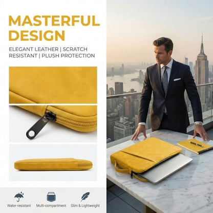 Laptop Sleeve 16 inch,Laptop Sleeve Bag Compatible with MacBook Pro/Air,HP,Dell,Lenovo,Slim Shockproof Cover with Accessory Pocket(Yellow) - color: Yellow, size: 16 inch